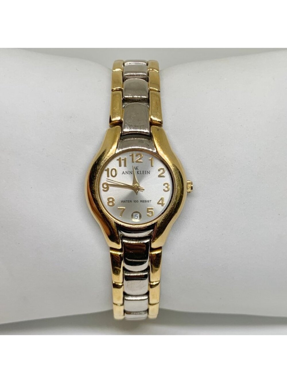 Anne Klein two tone watch Swiss parts date 25mm quartz adjustable running